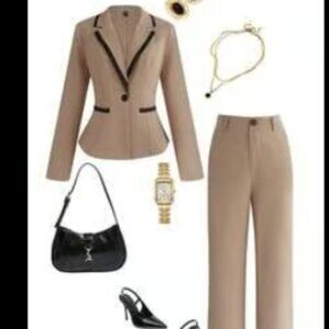 Pants And Blazer Top Set